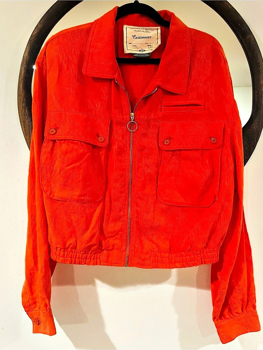 Cartonnier Jacquard Eisenhower Jacket Orange Bomber Jacket Medium